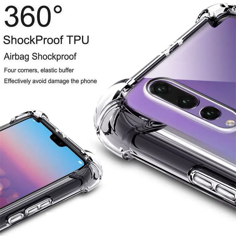 
360 degree Shockproof Soft Silicone TPU Clear transparent Cases Cover For Huawei P20 pro /lite 