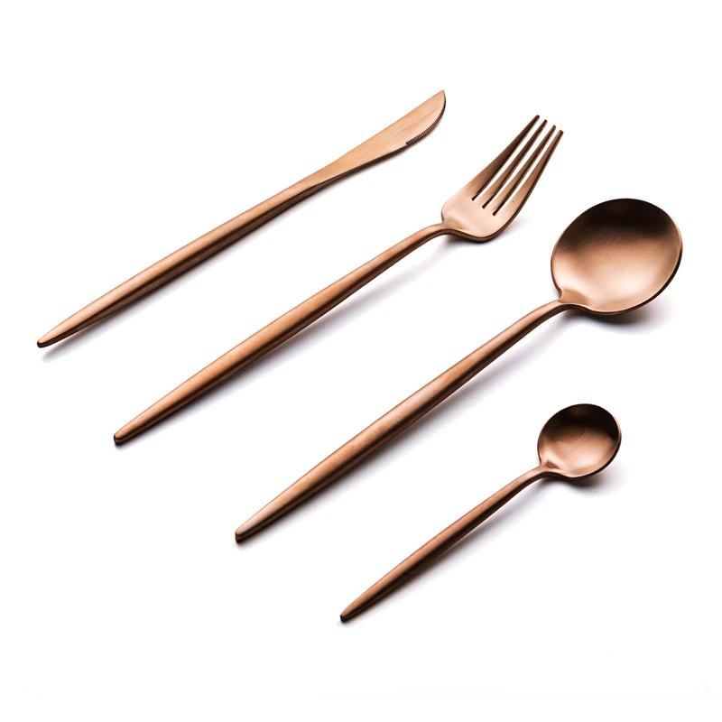 

Stainless Steel Hotel Metal Hotelware Gold Plated Cutlery Rose Gold Cutlery Set