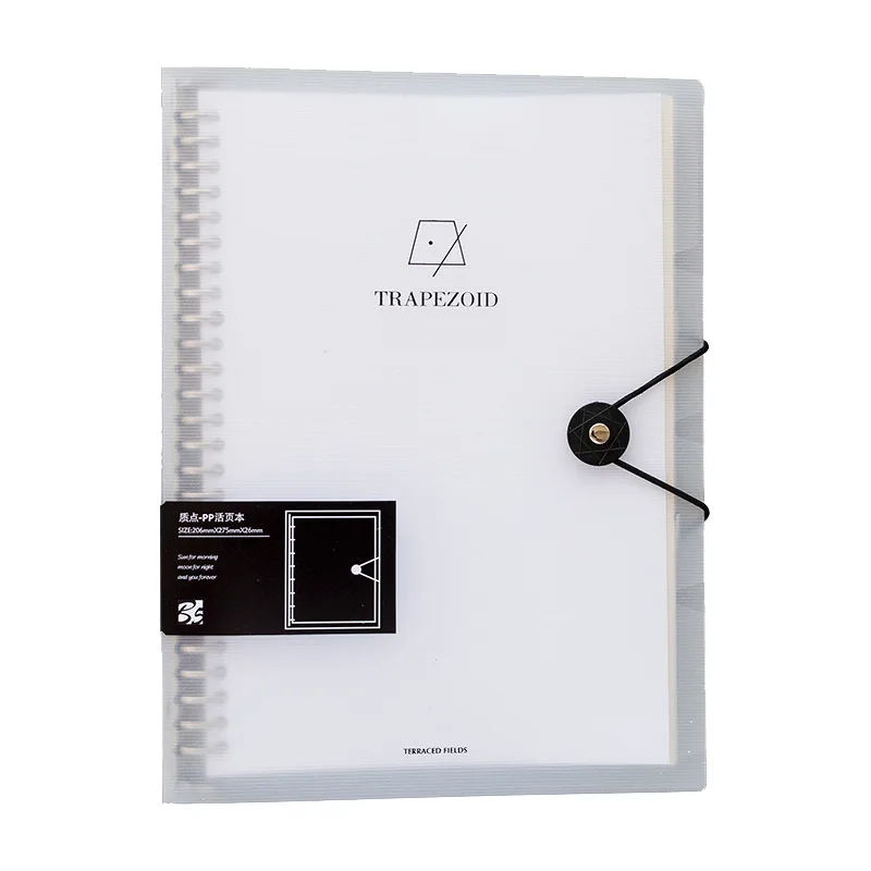 
High Quality Student B5 Size 60 pages Custom Printing Waterproof PP Hard Cover Loose Leaf Notebook 