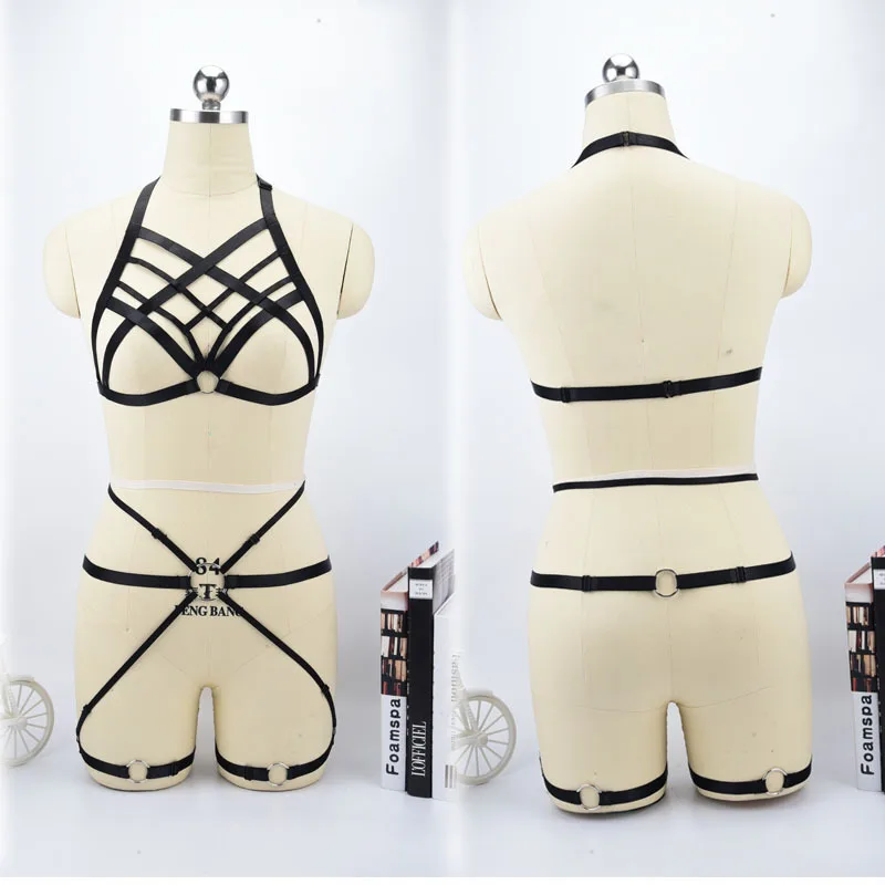 Fetish Body Harness Wear Cage Bra Women Sexy Bondage Lingerie Handmade Cupless Body Harness Goth Crop Top Underwear