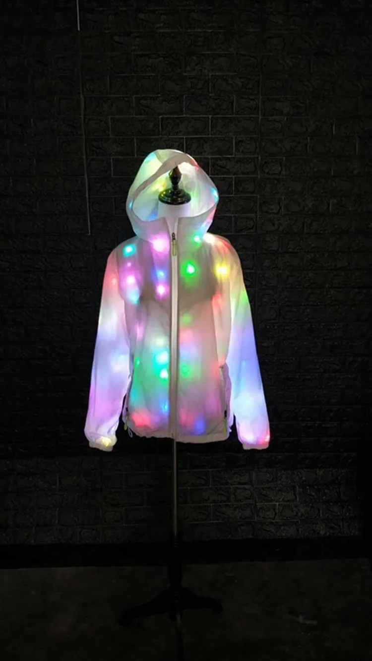 Custom Luminous Performance Led Light Dance Costume Glowing Hoodie Jacket Tv & Movie Costumes