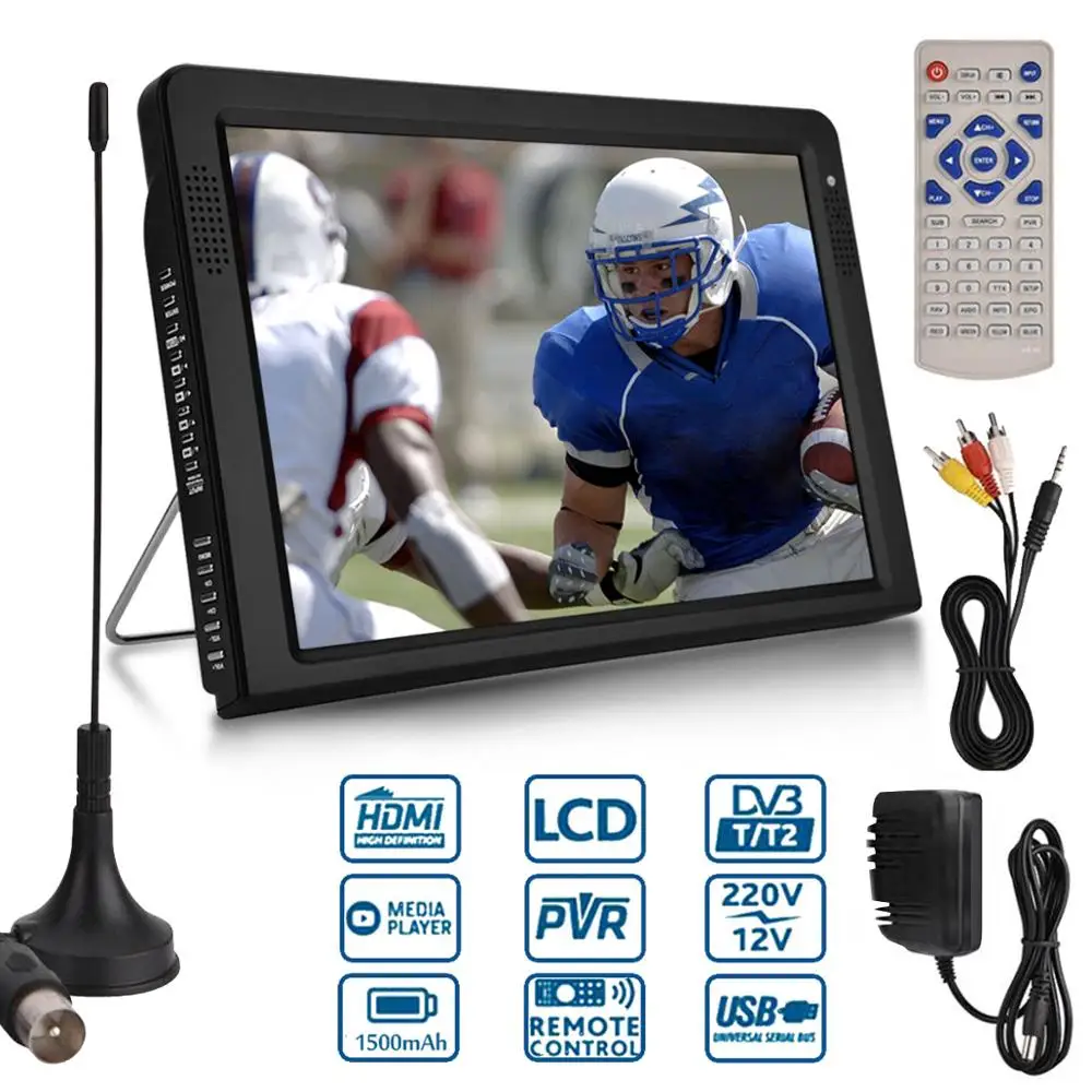 

Free Ship Outdoor 10.2 Inch 12V Portable Digital Analog Television DVB-T / DVB-T2 TFT LED HD TV Support TF Card USB Audio Car