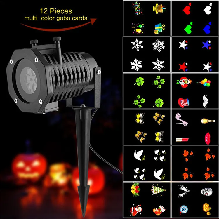 XHD0412 Waterproof Outdoor LED Stage Lights 12 Patterns Laser Projector lamp Christmas Decoration Garden Lamp