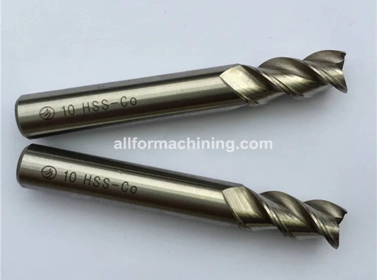 Hss End Mills 2 Flute 3 Flute 4 Flute Hssco Tin Coated Ticn Coated 1mm