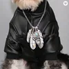 hot sales wholesale Cheap Fashion factory OEM Pet Necklace Retro Feather Eagle Claw Sapphire Tedifa Dou Chenery
