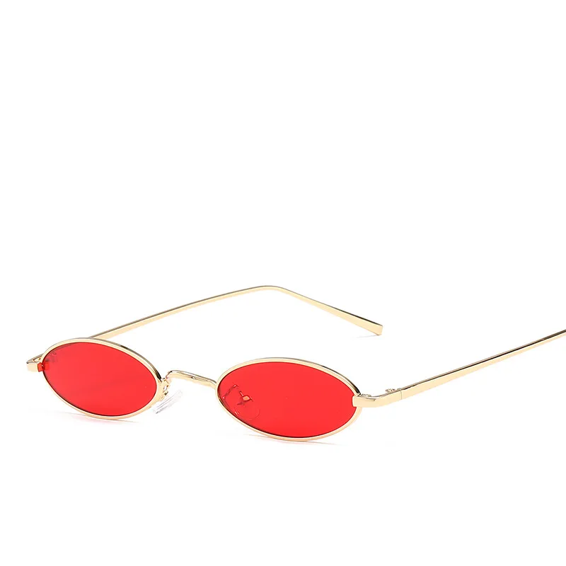 

Metal Frame Candy Colors Slender Vintage Small Oval Sunglasses