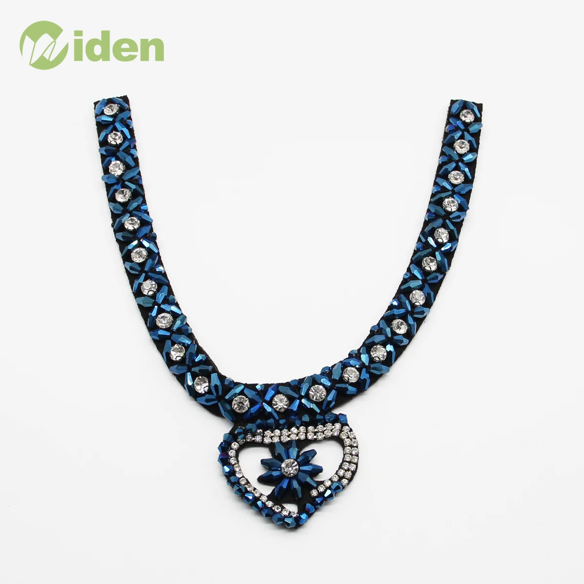 Heart Design Rhinestone Embroidered Beads Collar Neckline Lace Trimming