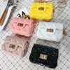 Custom Color PVC Handbag Handbag Blue Black Square Shape Gold Color Chain Phone Purse Totes Small Handbag Metal Lock Crossbag