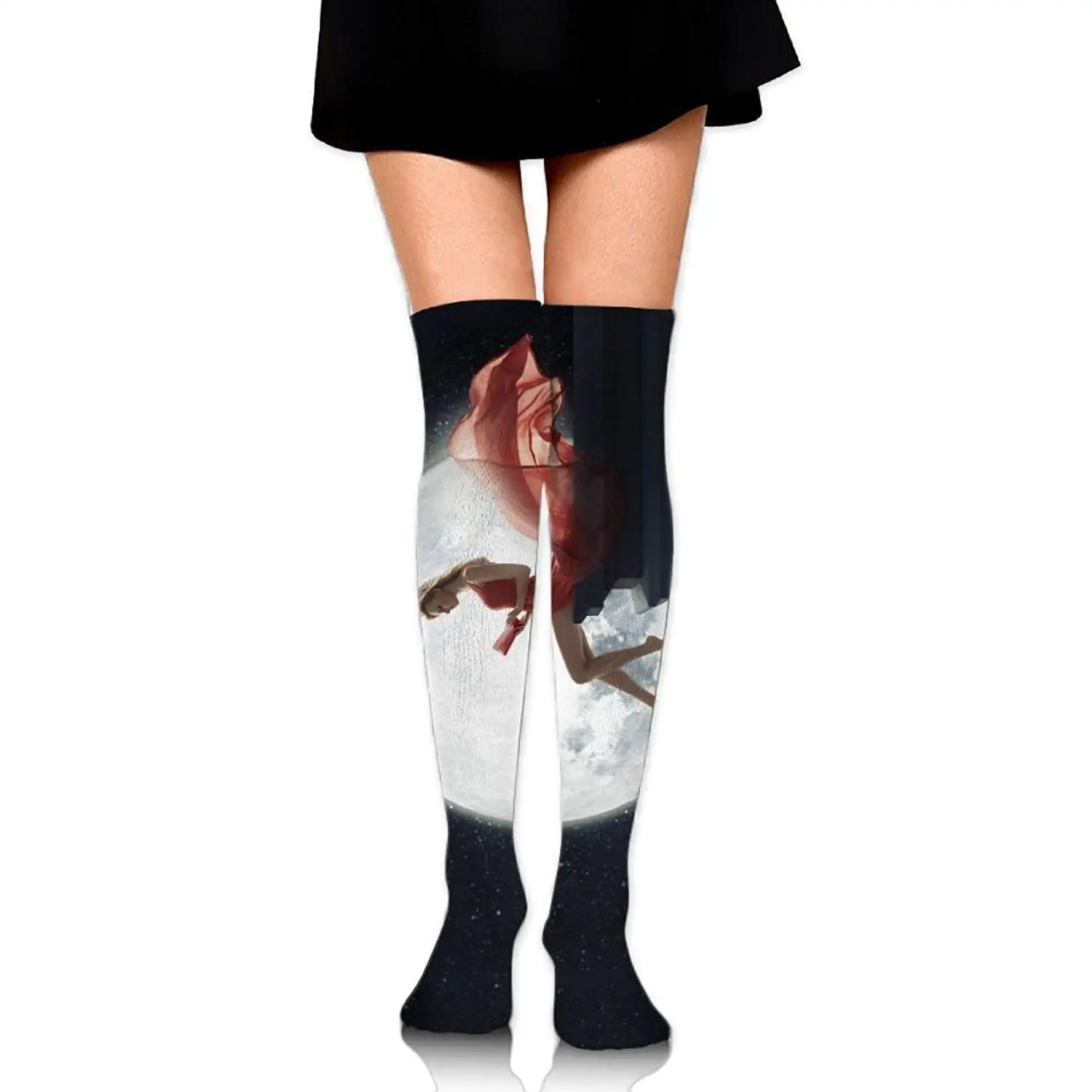 High Elasticity Girl Cotton Knee High Socks Uniform Moon Unicorn Women Tube Socks