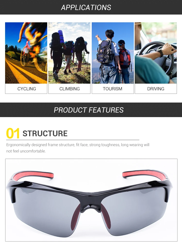 OEM Hot Sale Custom Logo Basketball Glasses Windproof Driving Running Tr90 Cycling Sport Sunglasses