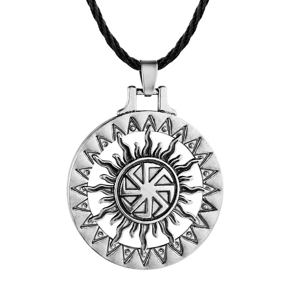 

Mens slavic necklace nordic amulet sun pendant alloy necklace