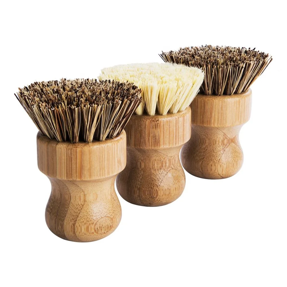 

Private label Natural wood bristles Kitchen bamboo Dish washing Pot brush for cleaning set, Customized