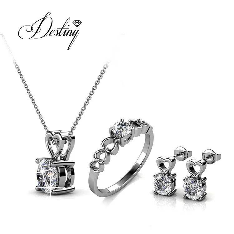 

Destiny Jewellery Gold Plated Sweet Love Heart Crystal Bridal Jewelry Set