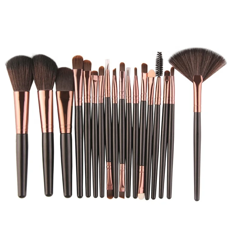 

18 pcs nylon brush cosmetics natural hair makeup brush set, Pink;black.purple;green;brown