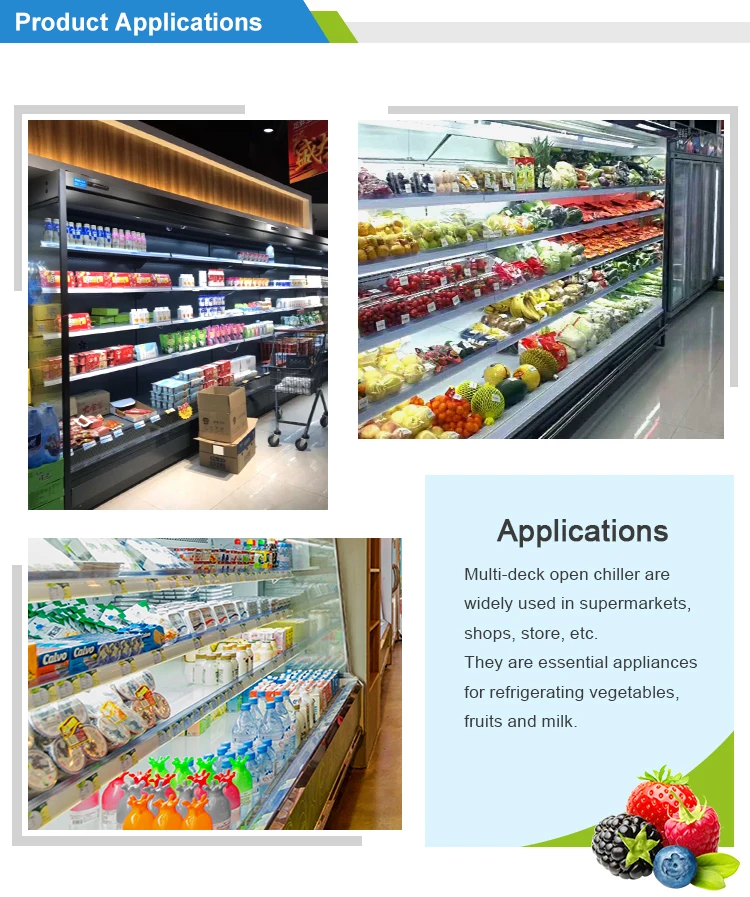 shop food display multideck open chiller cabinet for sale