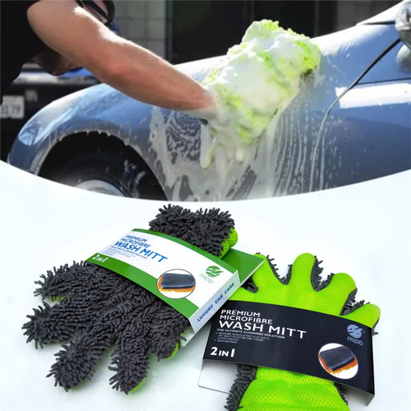 Microfiber Car Cleaning Glove Washing Chenille Auto Care No Scratch Wash Tool SA 