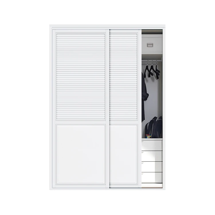 Bedroom 2 Door Storage Cabinet Clothing Wood Wardrobe With