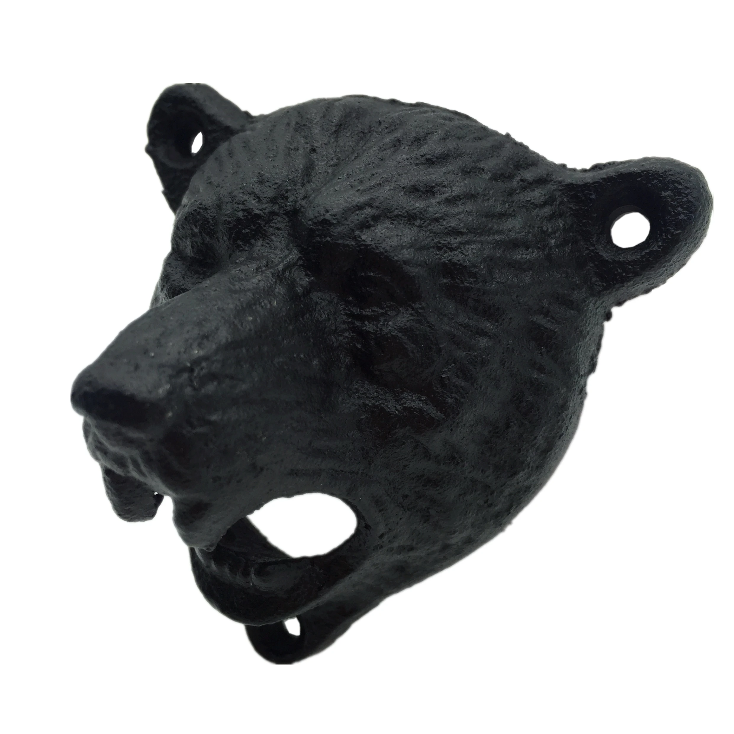 

Bear Head Shaped Wall Mounted Bottle Opener Cast Iron Rust Resist Beer Bottle Opener Mounting Screw Included Kitchen Party, Black