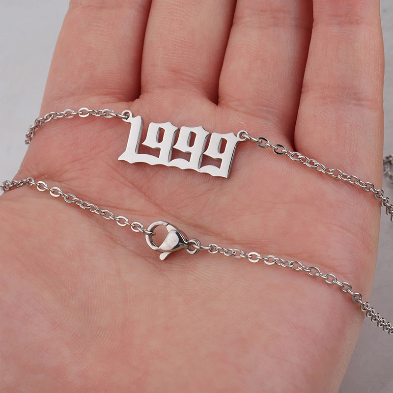Customized Silver Birth Year Number 1999 Year Necklace