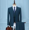 High quality 100% wool coat pant men suit office uniform design Italian style green suit set