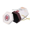 Creative candy paper stripe hexagon food box packaging with handle