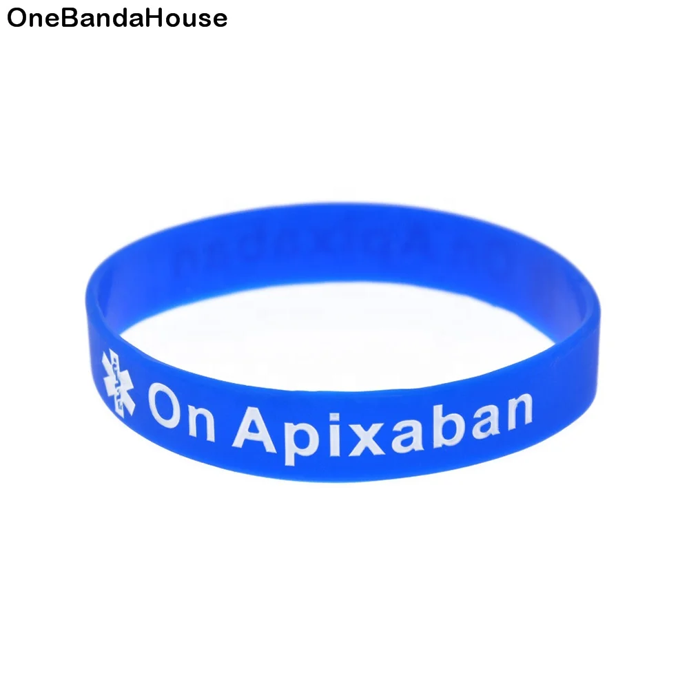 

50PCS On Apixaban Silicone Wristbands Medical Bracelet Decoration Bangle, Blue, white, gray, black