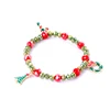 New arrival beautiful elastic cord bracelets christmas tree beaded bracelet with charm