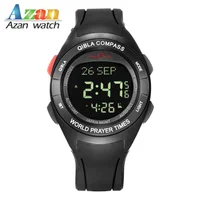 

Gift ideas quality Muslim digital azan time watch stainless steel metal case digital movt electronic watch