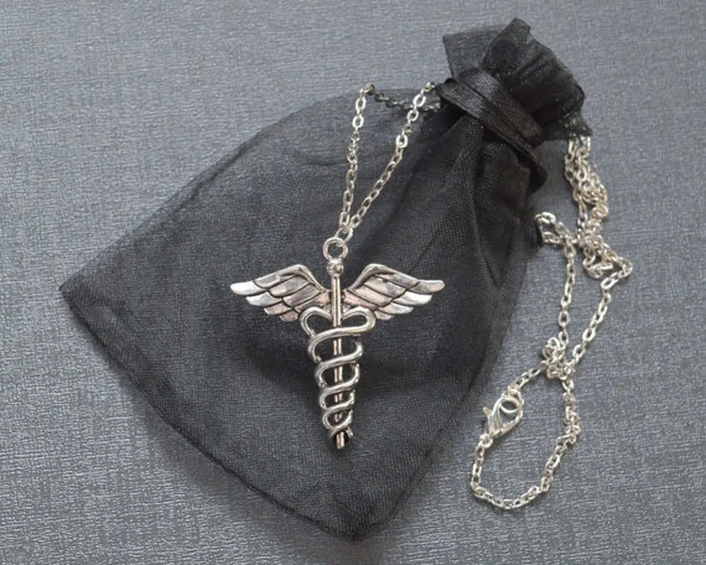 

Fashion Caduceus Necklace EMT Doctor Nurse Medical Symbol Pendant Necklace, Same as picture