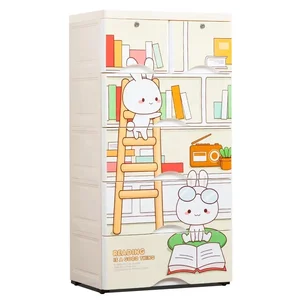 Image of Baby Plastic Wardrobe Drawer Storage Kid Cabinet Stackable Child Cupboard For Cloth