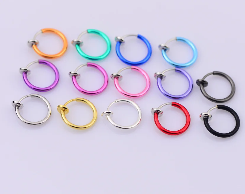 

Unisex elastic rods without ears ear clip-fake spring hoop earrings small ear clip color nose rings