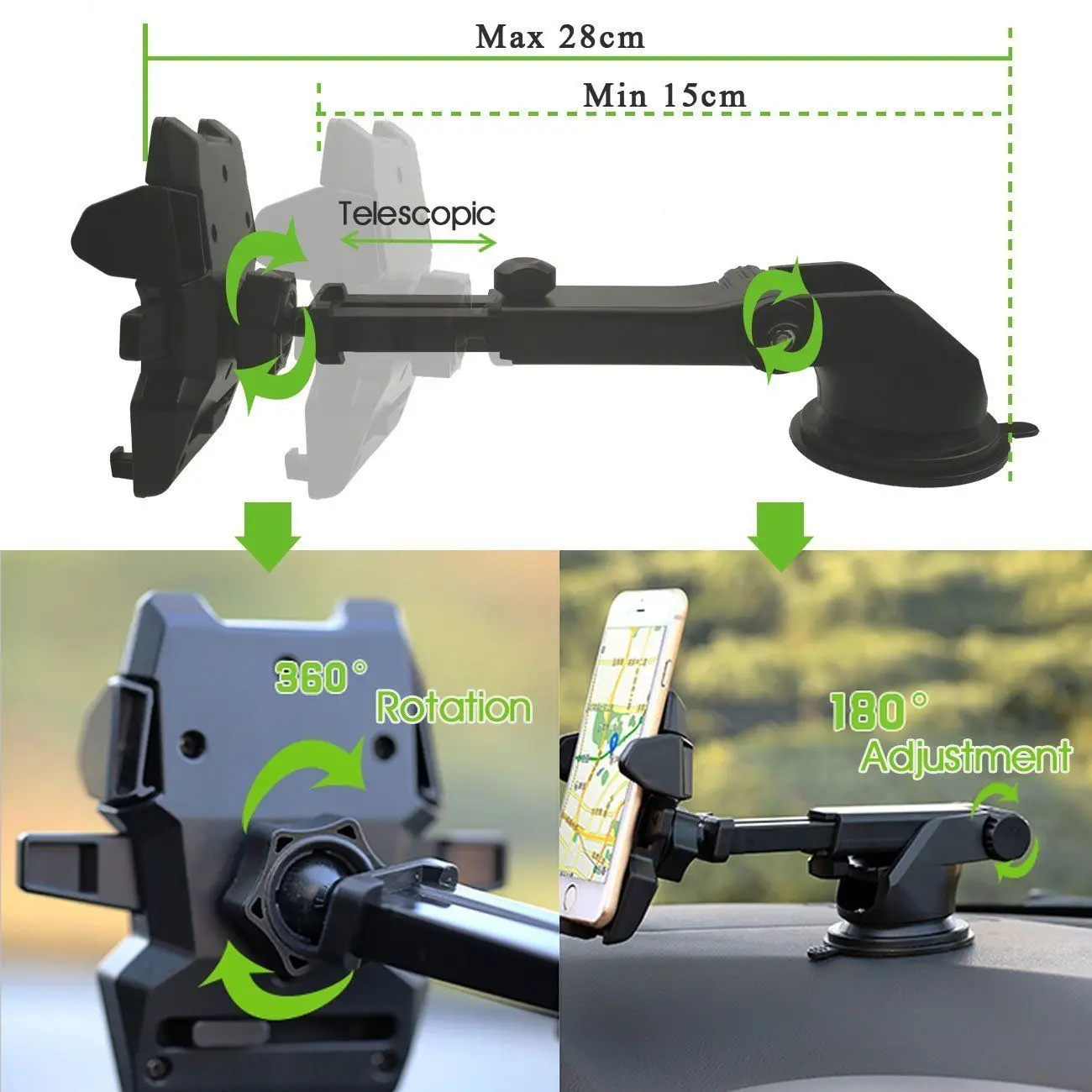 Amazon hot seller 360 degree universal dashboard sticky suction car phone holder