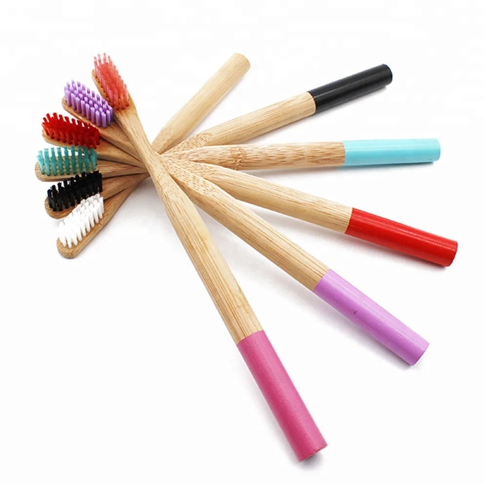 

Round Bamboo Handle Color End Painted Bamboo Toothbrush