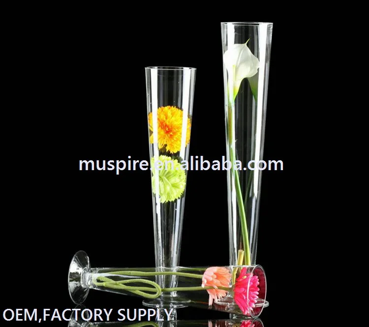 Hot Sale Clear Tall Glass Cone Shaped Vases For Home Decor Buy