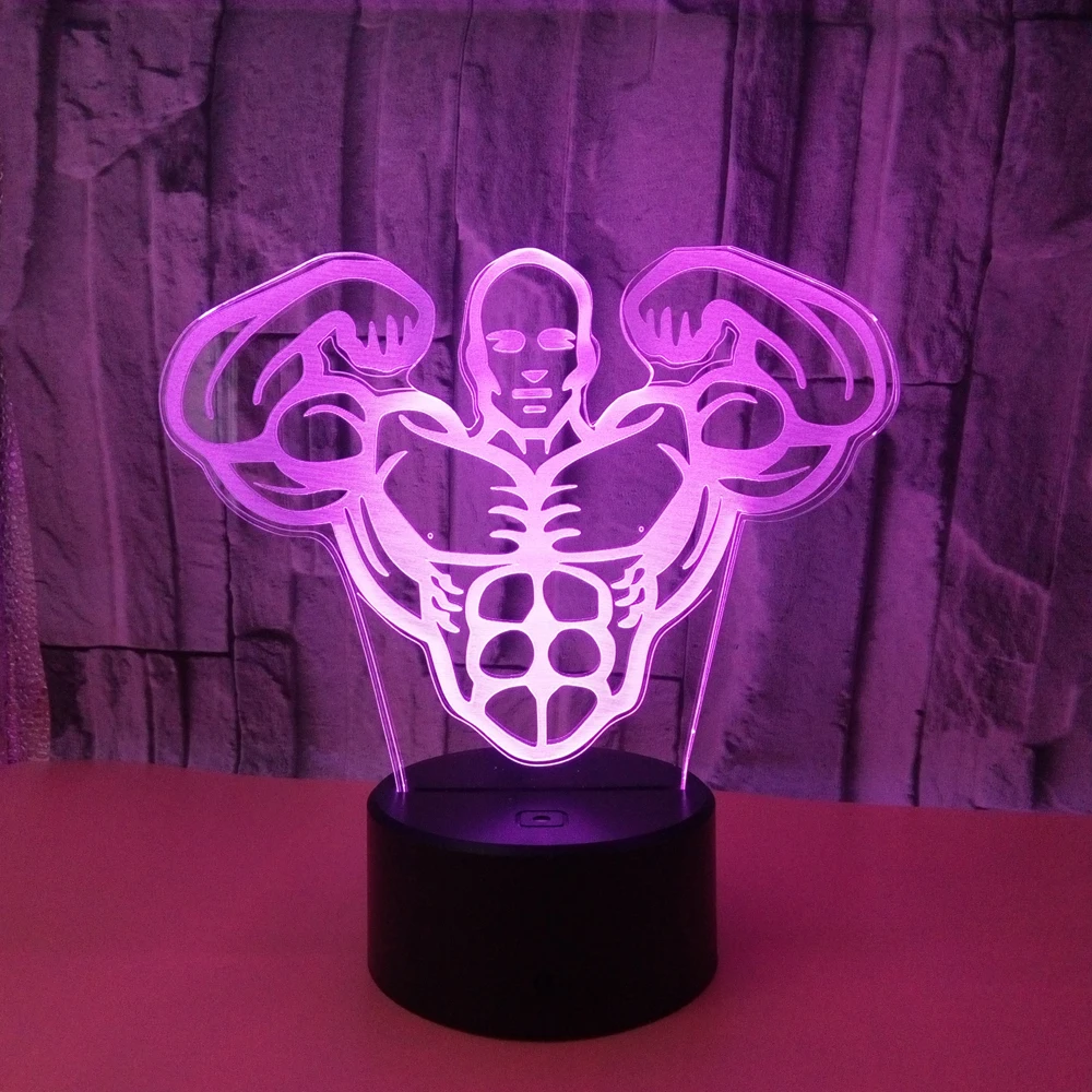 Night Light Nurser Beefcake Shape Customizable Facetious Gifts 7 Colors Changeable 3D
