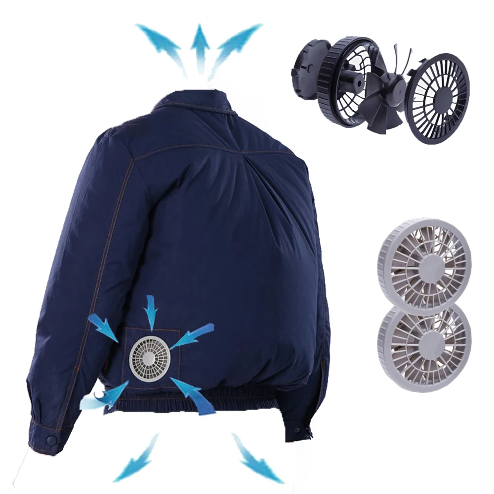 

UV-Proof Quick Dry 5V Battery Power USB Air Conditioning Clothes with 2 Fans, Navy