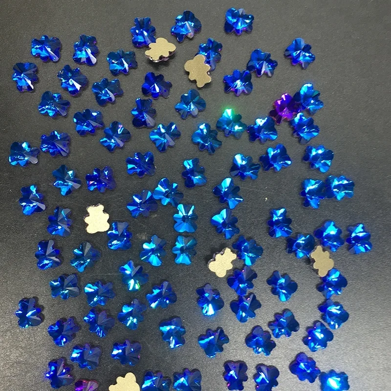 

C&Y Wholesale  Loose Blue Flame Bear Shape Non Transfer Nail Rhinestone Flame
