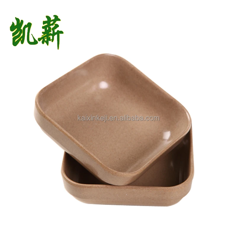 

Rice Husk bamboo fiber square candy snack plate nuts box biodegradable bowl, Brown