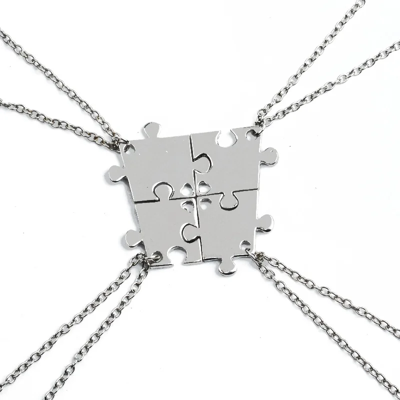 

Fashion Jewelry Set Map 4 Puzzle Piece Necklace Alloy Best Friends Necklace