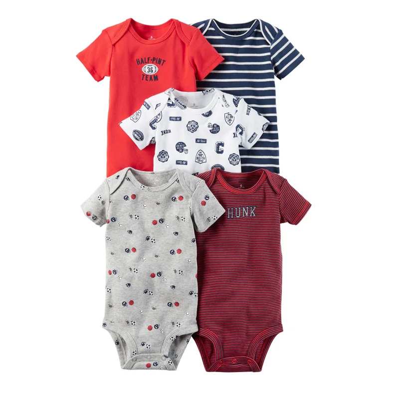 

Weekly baby boy's daily romper bodysuit 5 pack set baby bodysuit, Mixed colors randomly