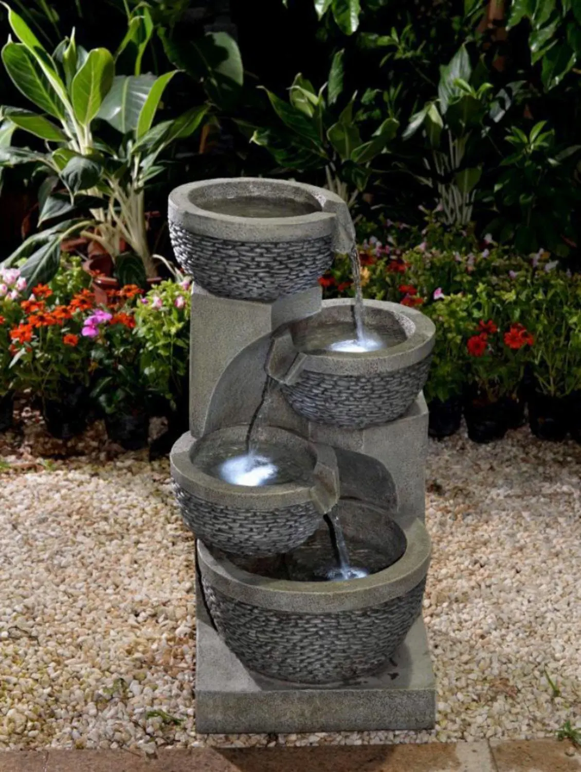 Buy Lighted Fountain with Artful Textured Patterns in Natural Slate in Cheap Price on