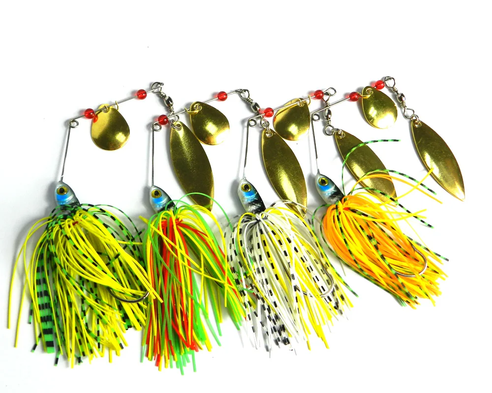 

High simulation fish head high level Rotating sequins glue group design Spinner Bait, 4 colors as pictures