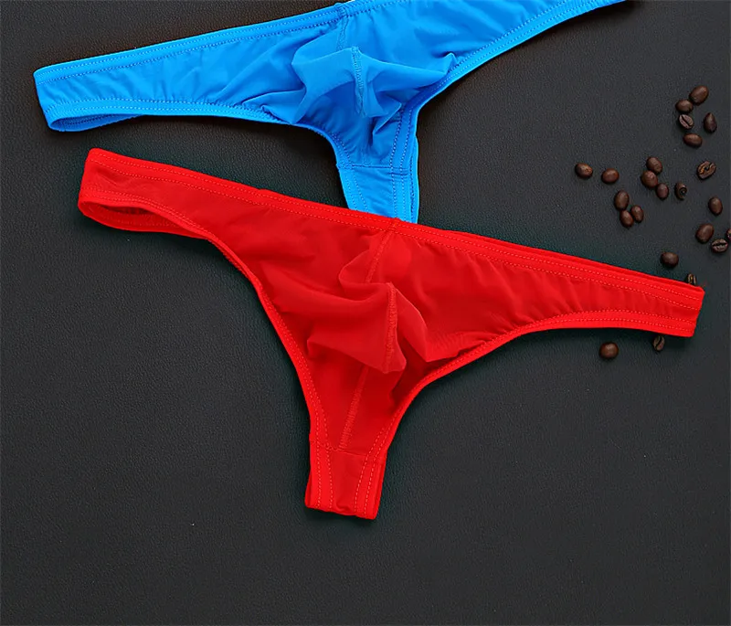 Low-waist nylon ice silk one-piece men's seamless thong
