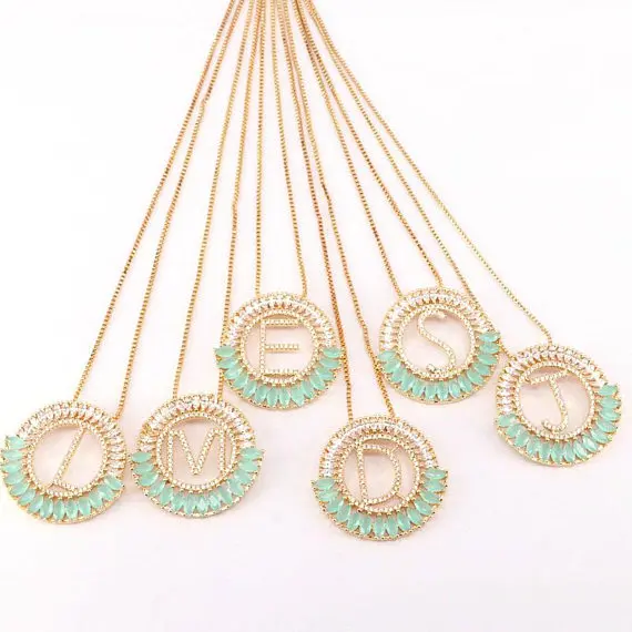 Unique Multicolor Zircon Necklace Hot Sale Letter Charm Necklace Initials Jewelry Necklaces