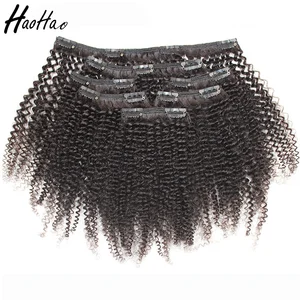 4A afro kinky curly remy human hair clip in extensions
