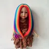 Heat Resistant Doll Wig Long Hair Vivid Rainbow Color Wigs High Quality For Custom
