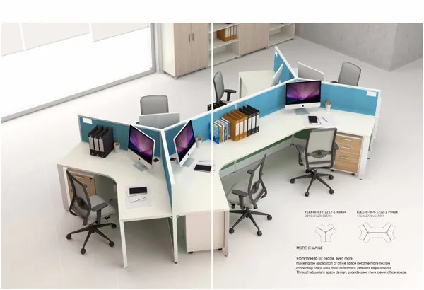 Office Desk For 3 Person Workstation Cubicle Desk Screen Partition