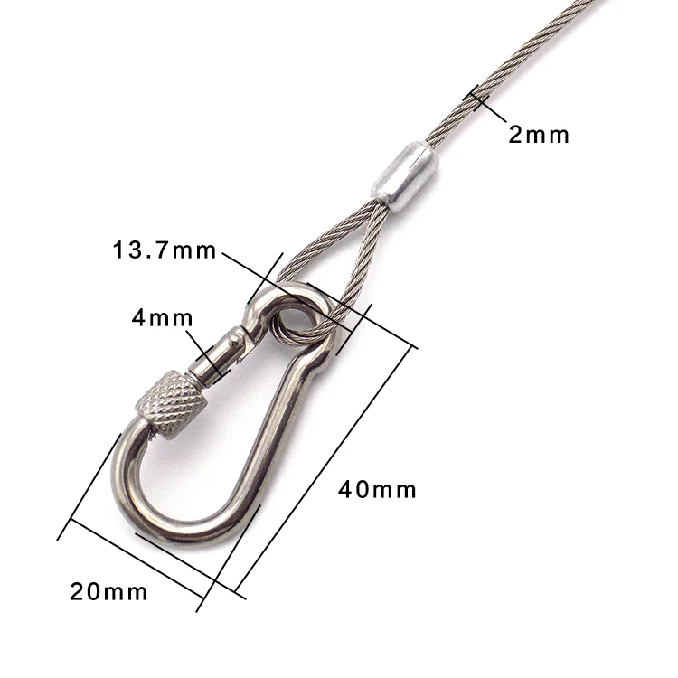 High Tensile 316 Stainless Steel Wire Rope Assembly With Hooks For ...