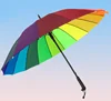 Wholesale Promotion Advertise Auto Open 16K Windproof Straight Rainbow Umbrella