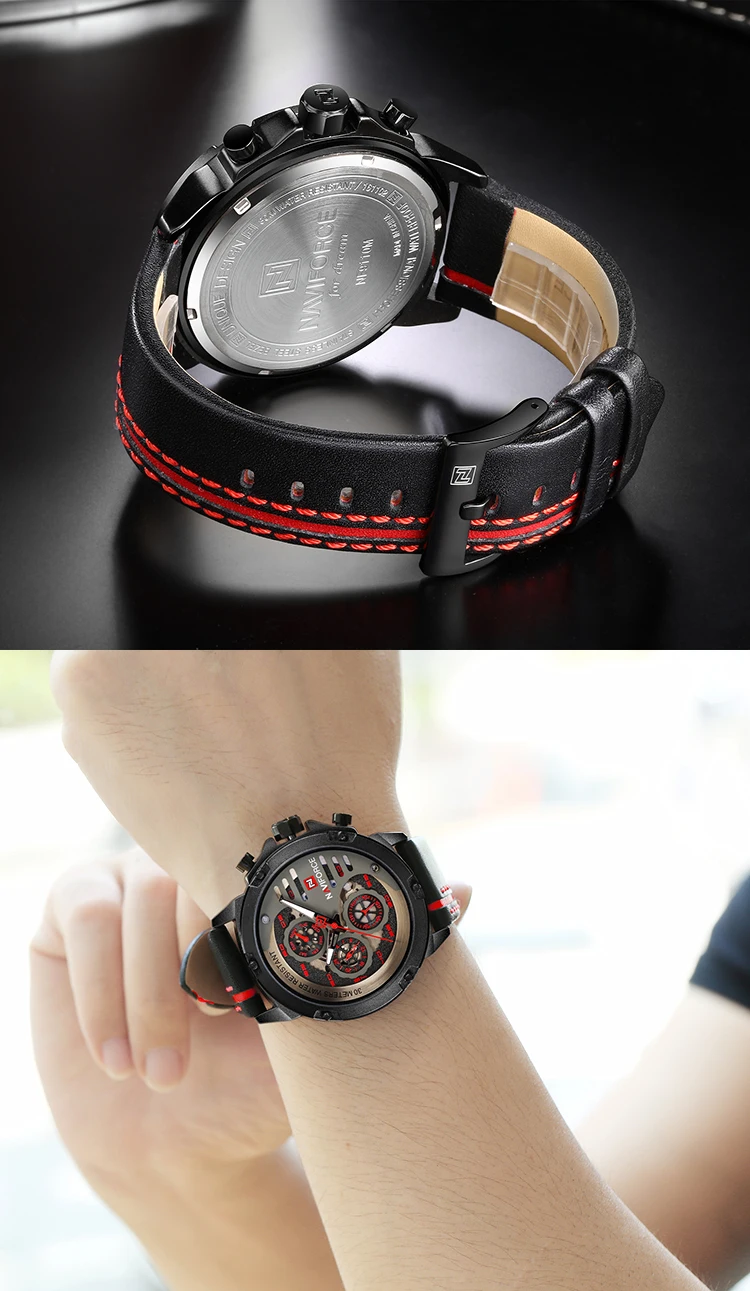 NAVIFORCE 9110 Men wristwatches genuine Leather Sports Watches Men's Watch Man Quartz Clock Relogio Masculino Saat